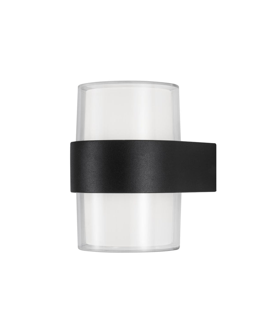 Produit de face sur fond blanc : cylindre en verre et large bandeau noir