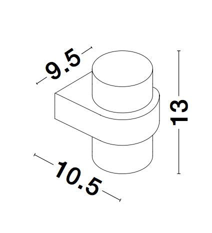 Schéma technique coté indiquant 9,5 cm, 10,5 cm et 13 cm de hauteur