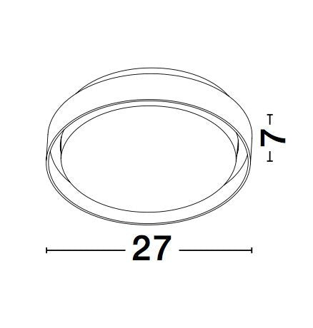 Schéma coté du luminaire indiquant un diamètre de 27 centimètres
