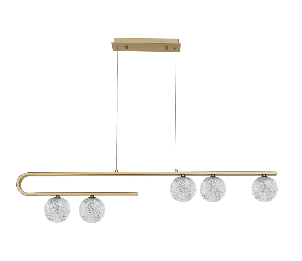 Suspension Mirano 5 lumières dorée, verre (9960273)