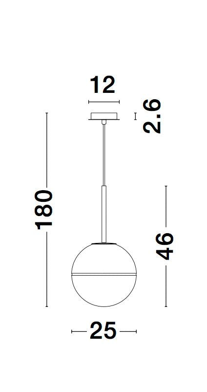 Schéma de dimensions du luminaire suspendu avec mesures en centimètres