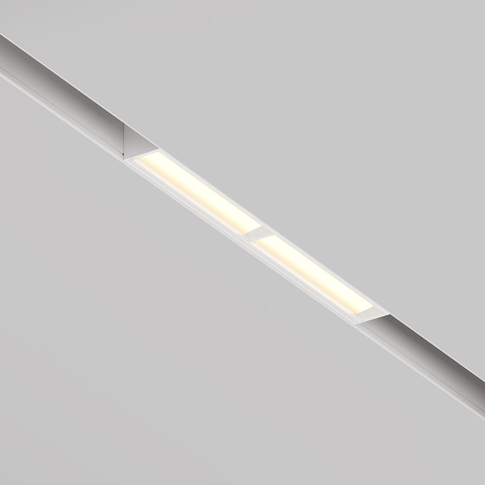 Vue serrée sur le ruban LED et le cache de diffusion d'un profil encastré