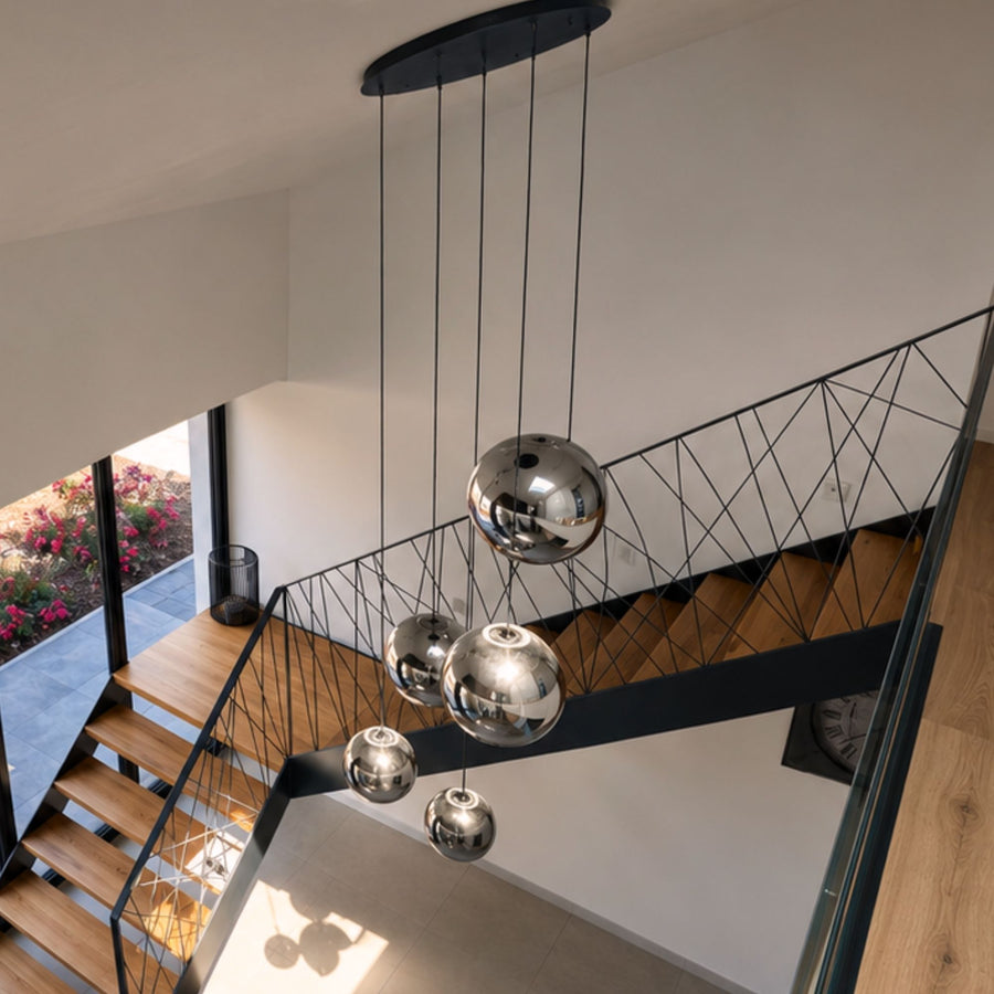 Suspension grande hauteur Orb 5 lumières