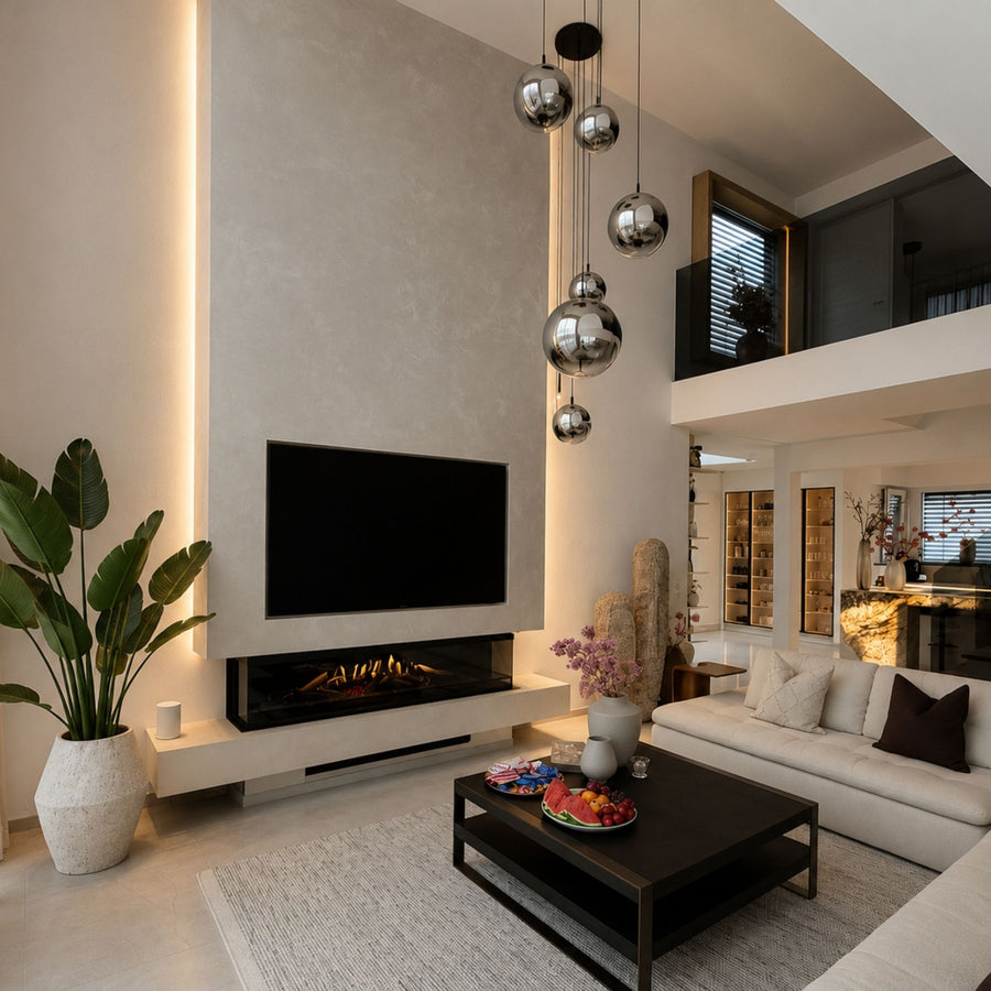 Suspension grande hauteur Orb 5 lumières