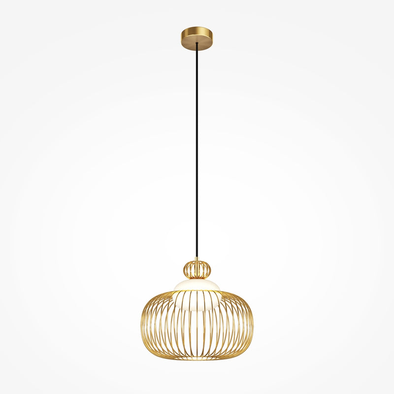 Schwebende goldene Pendelleuchte