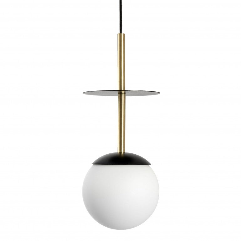 Suspension luminaire PLAAT A Noir / doré, détail laiton