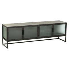 Niedriger langer Schrank Metall Glas Schwarz