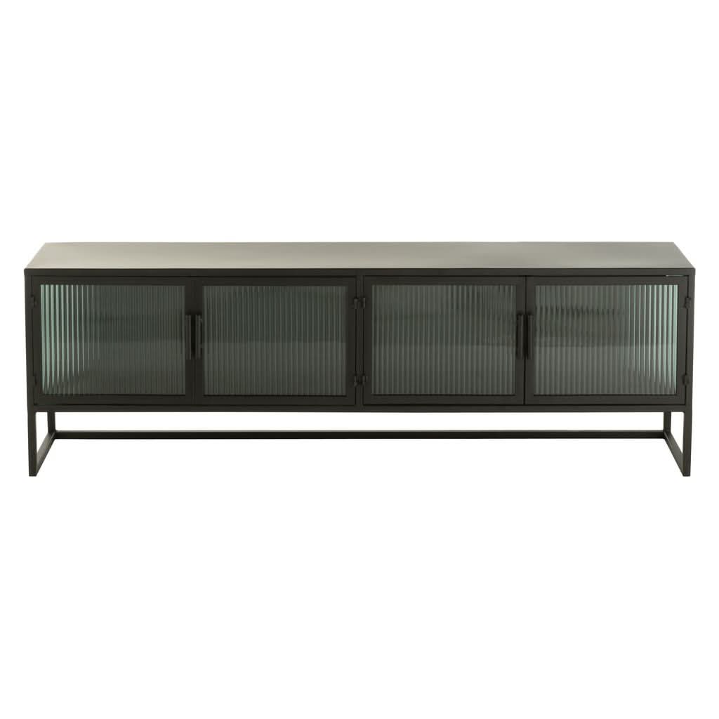 Niedriger langer Schrank Metall Glas Schwarz