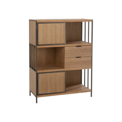 Holz-Metall-Schrank mit verschiedenen Fächern