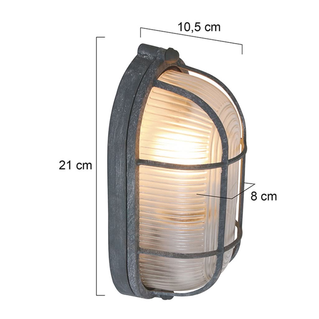 Dimensions du plafonnier gris : longueur 21 cm, hauteur 16,5 cm, profondeur 8 cm