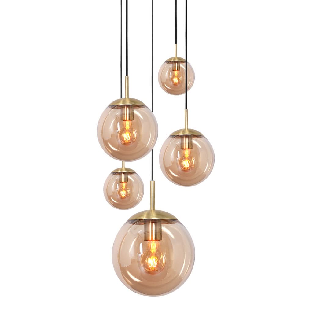 Plafonnier laiton et verre ambré Bollique – vue 2 – Designix.fr