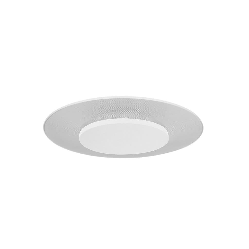 Vue de face du modèle blanc, bord ajouré gris clair et diffuseur central opaque