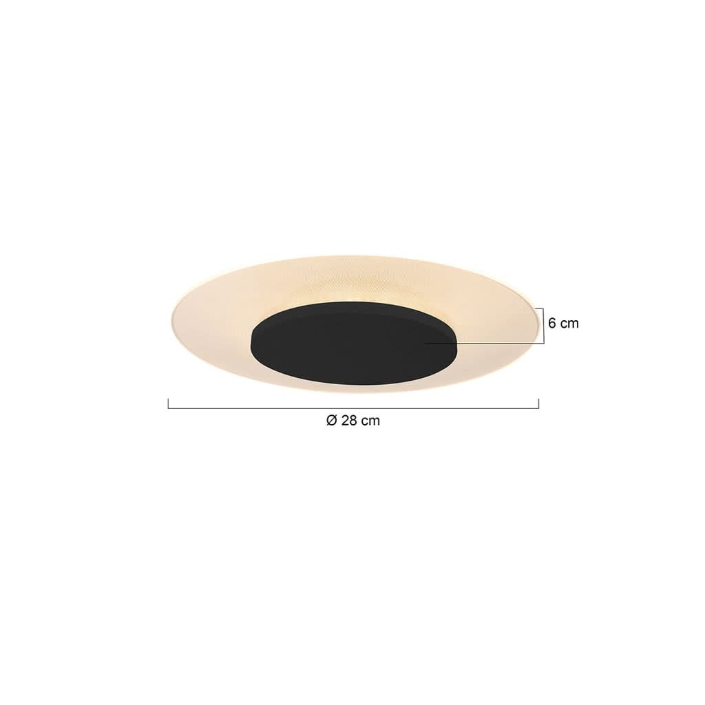Schéma technique coté indiquant un diamètre de 28 cm et une hauteur de 6 cm