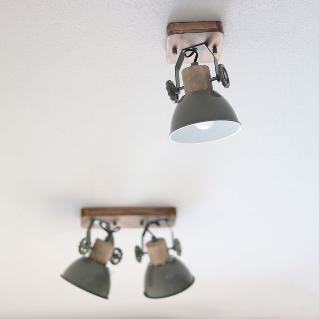 Mise en ambiance au plafond avec un modèle simple et un modèle double allumé.