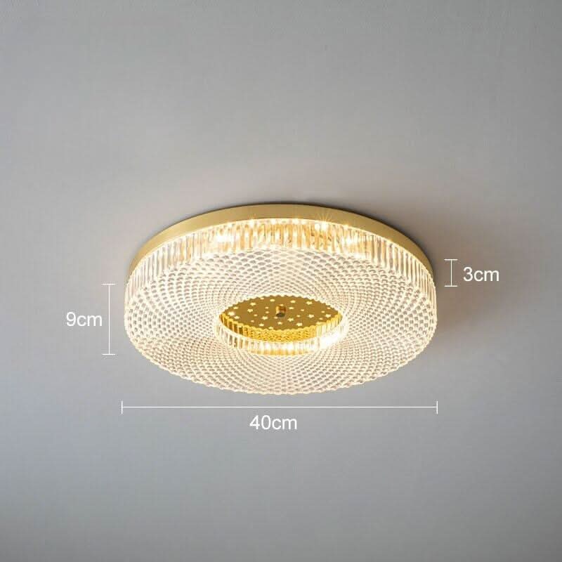 Schéma coté du luminaire : 40 cm de diamètre, 9 cm de hauteur