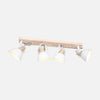 Industrielle Deckenleuchte, 4-flammig, Weiß, Holz und Metall, schwenkbar, 90 cm | Gearwood