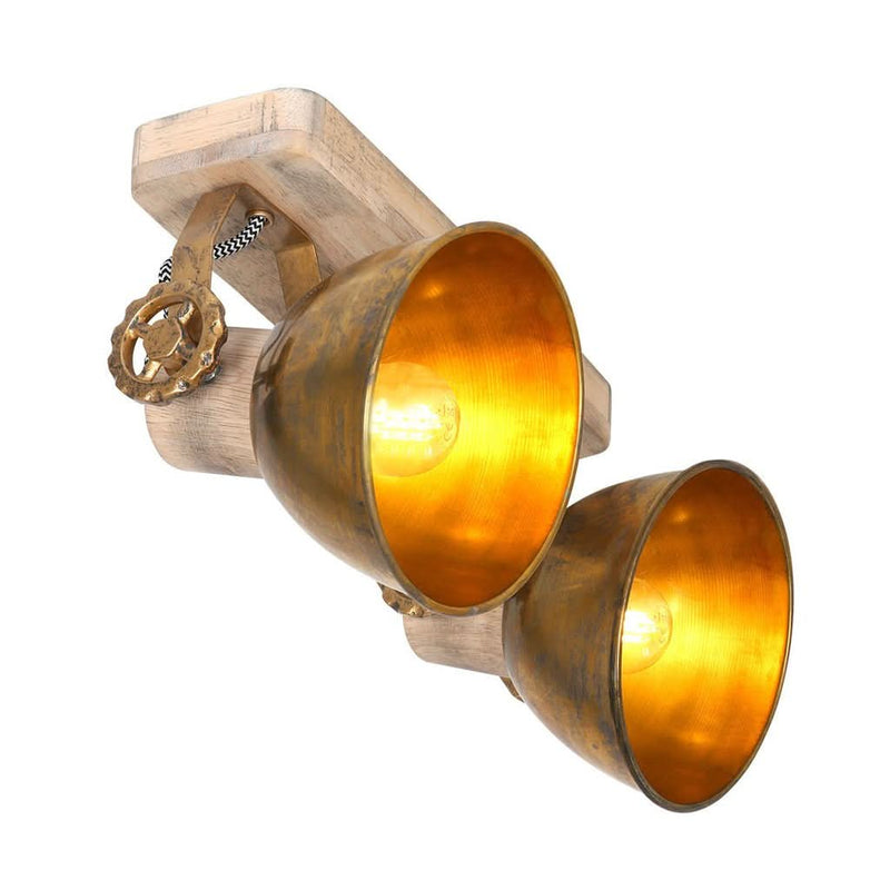 Plafonnier Industriel Bronze Bois | Iora