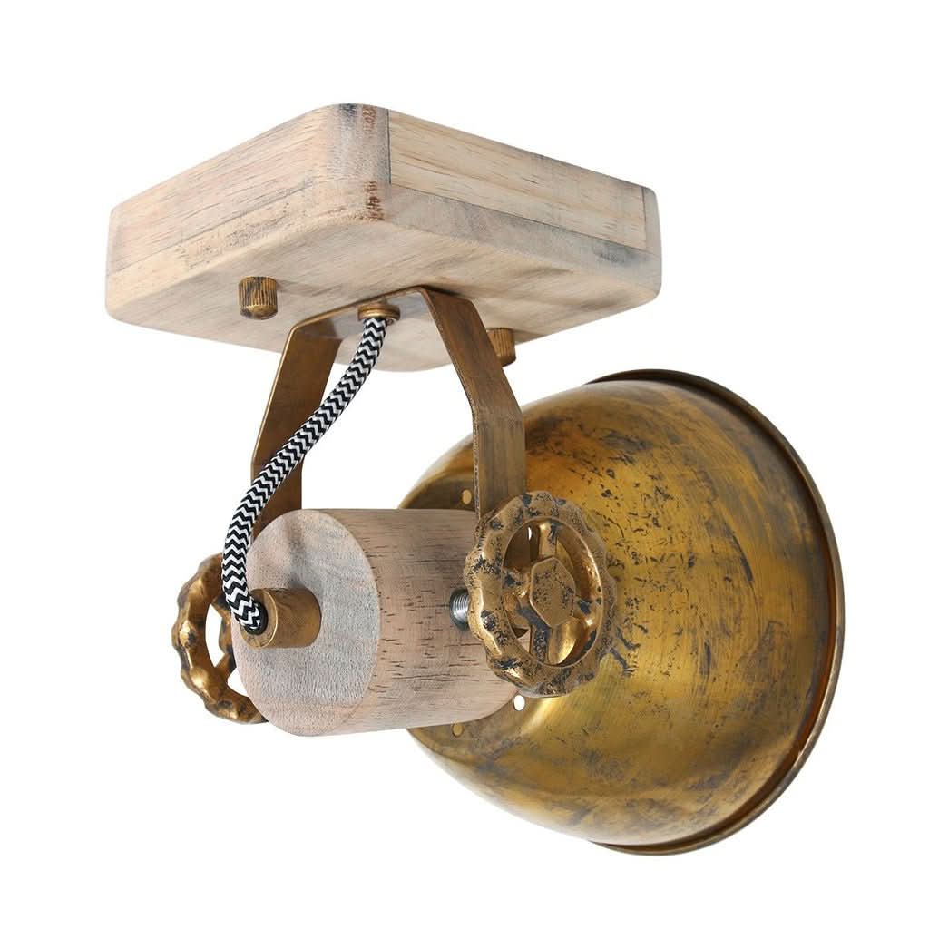 Vue montrant l'articulation orientable, la rotule en bois et les molettes bronze