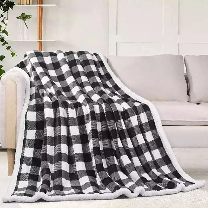 Plaid à Carreaux Écossais | Élégance et Confort - Designix Plaid Bleu & Blanc | Petit Carreau 130x150cm