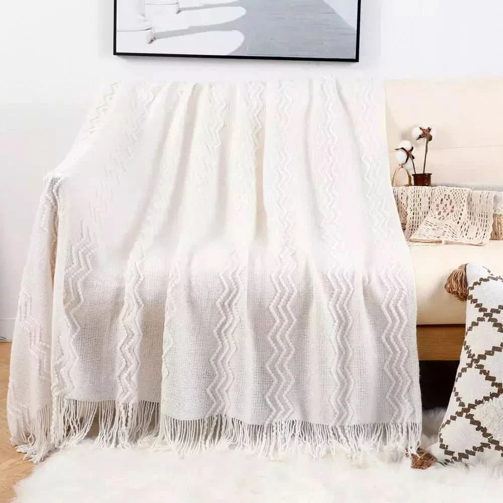 Plaid de Voyage | Évasion Céleste - Designix Plaid Blanc 127x172cm