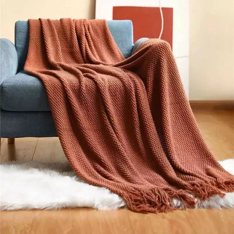 Plaid Jeté de Canapé | Cocooning Caramel - Designix Plaid Brique 127x172cm