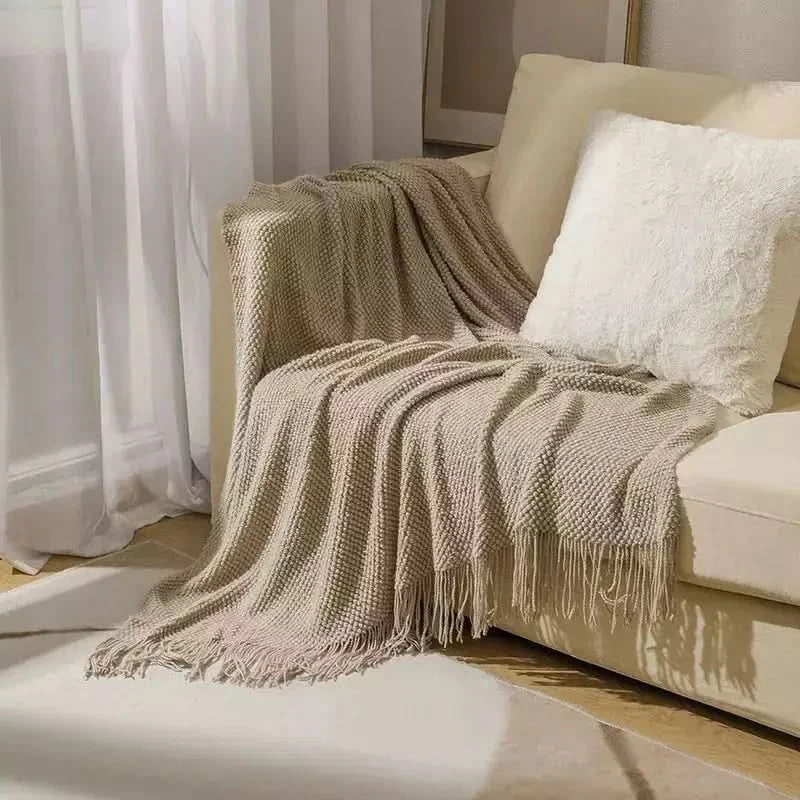 Plaid Jeté de Canapé | Cocooning Caramel - Designix Plaid Kaki 127x172cm