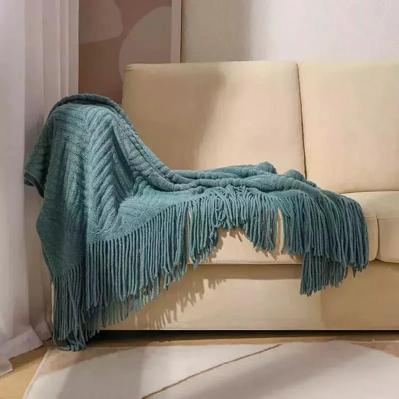 Plaid Vintage Canapé | Douceur Rétro - Designix Plaid Bleu 127x180CM