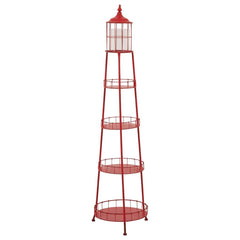 Porte-bougie Phare Métal Rouge