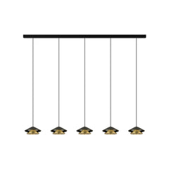 Suspension ZAMBELIS 5x9W DESIGN Noir Sable et Or Brosse 25452
