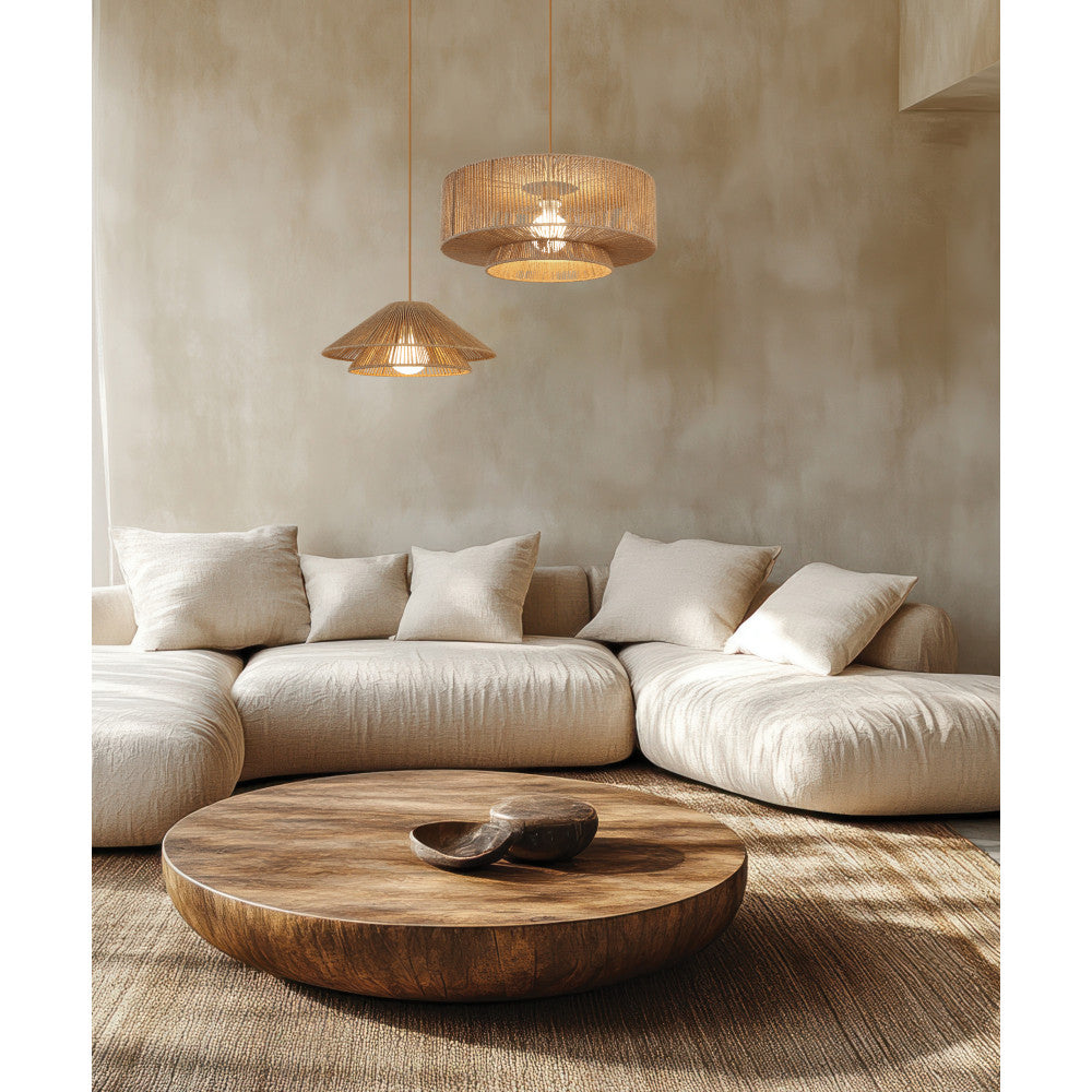 Suspension ZAMBELIS D500 E27 DESIGN Corde de Papier Naturelle Sans Source 25440