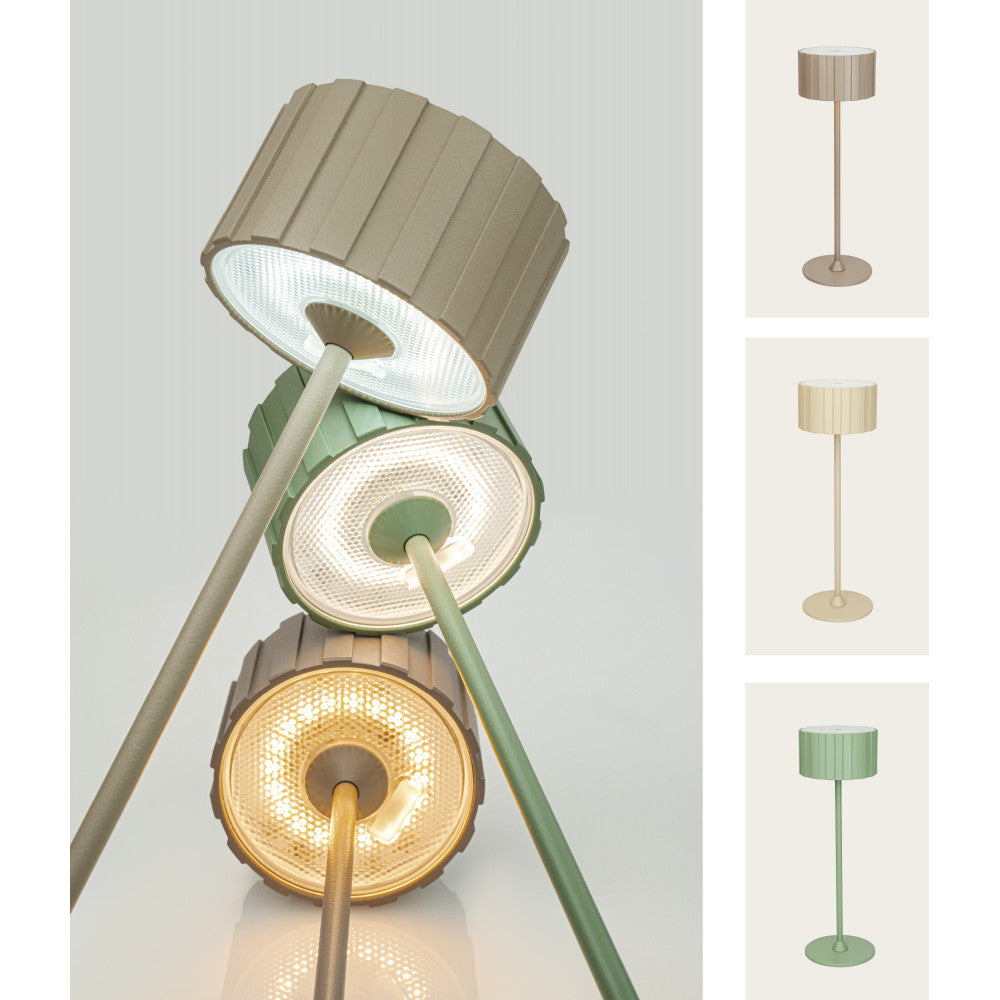 Lampe sur Table Exterieur ZAMBELIS Tactile D86 2W CCT Dimmable IP44 DESIGN Vert Sable E490