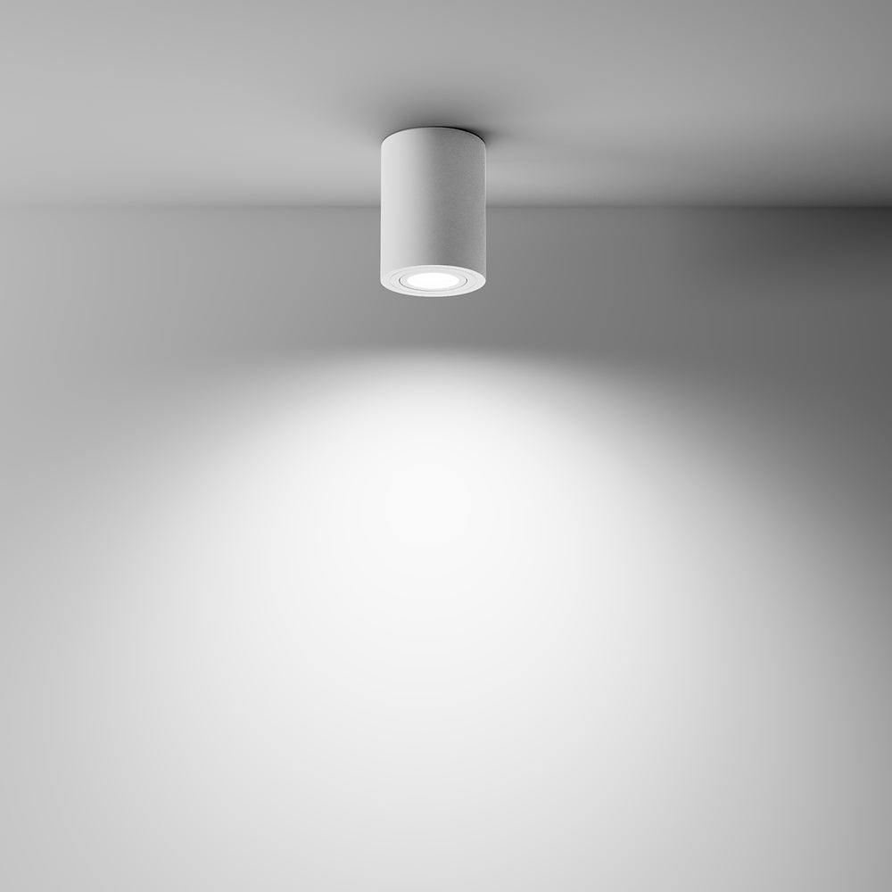 Mise en ambiance montrant le halo lumineux projeté au plafond