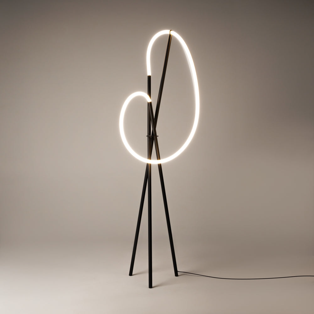 Schwarze Stehlampe mit Haken