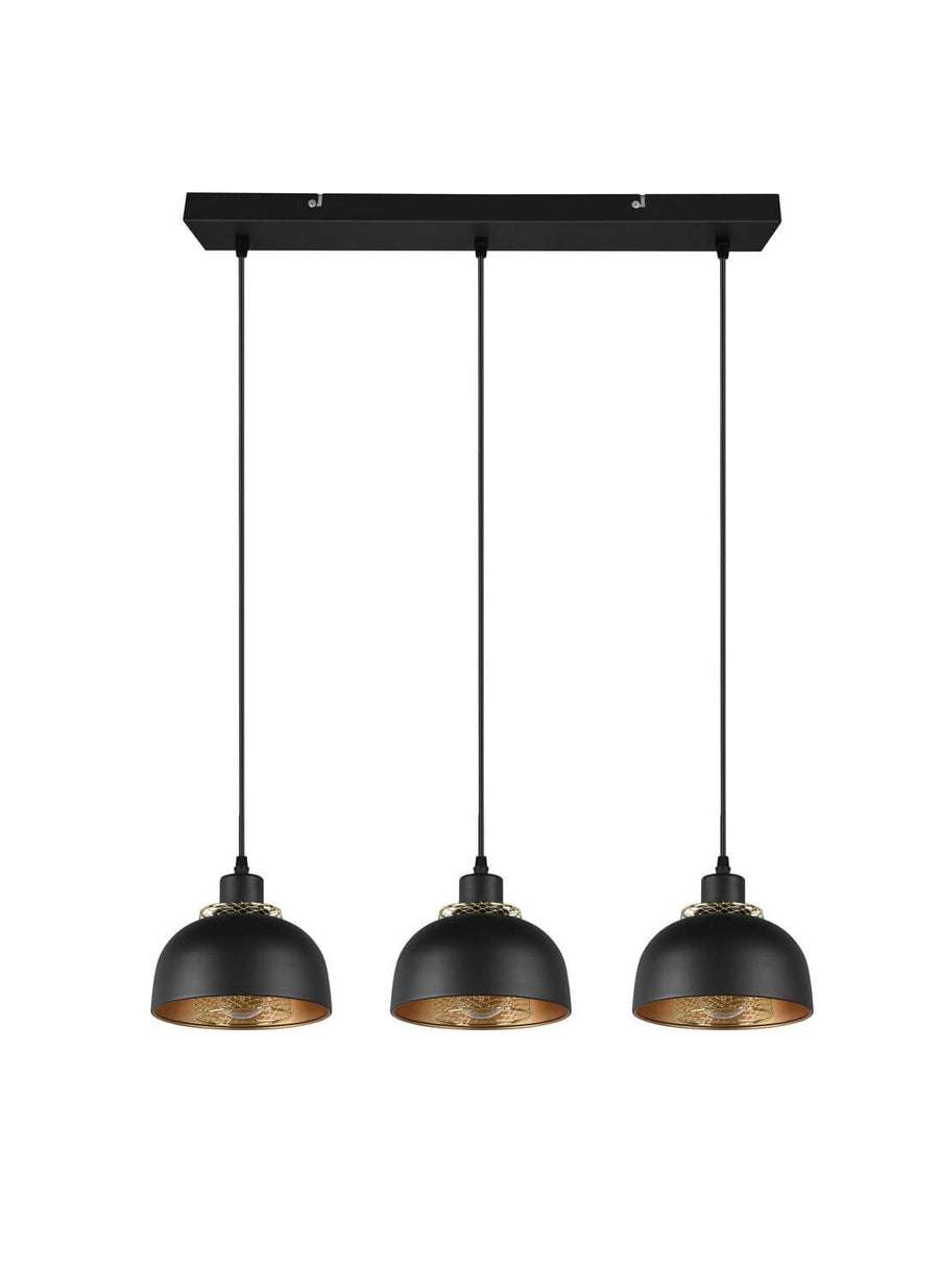 Suspension Punch 3 lumières noire mat