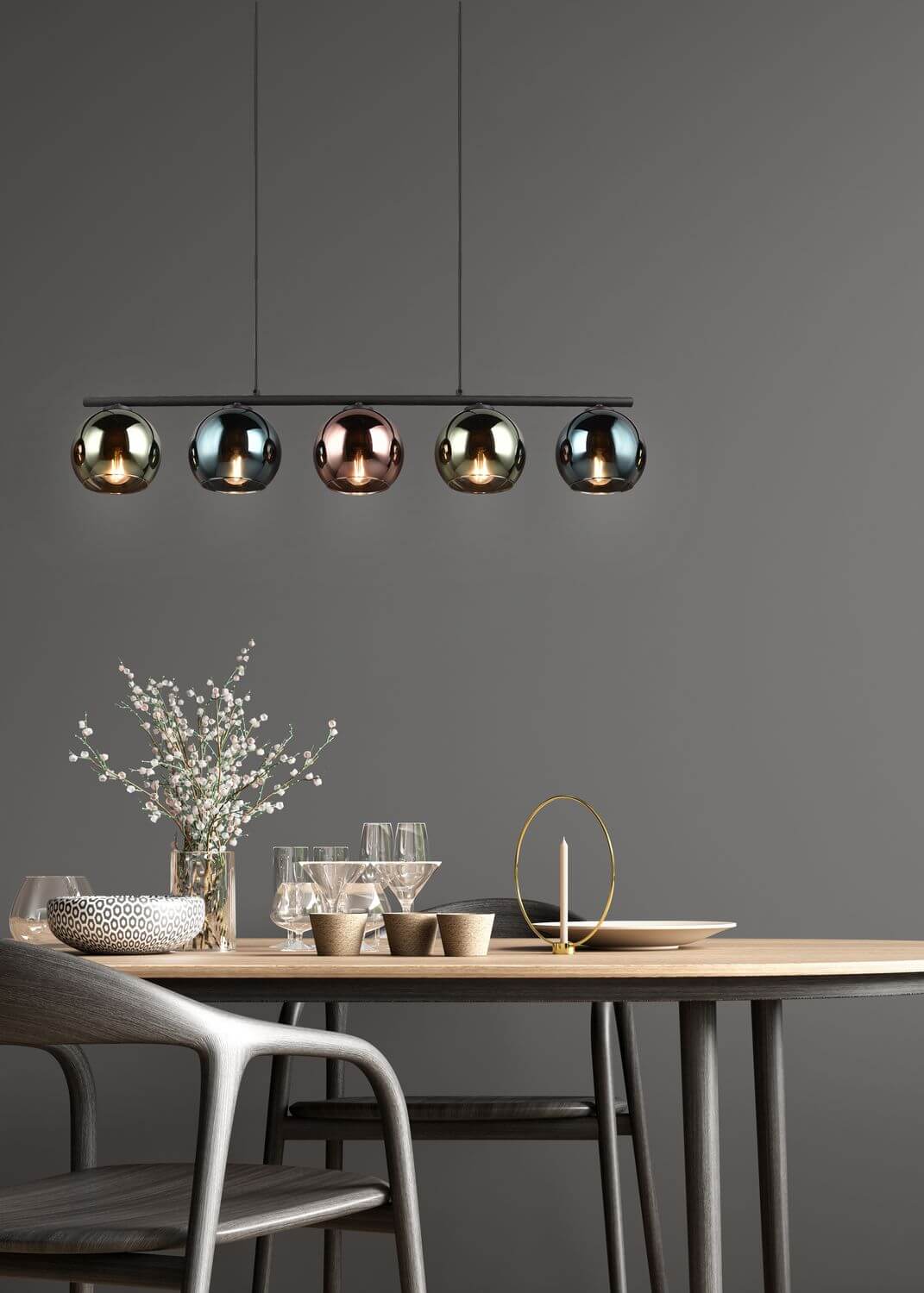 Suspension Sheldon 5 lumières multicolore