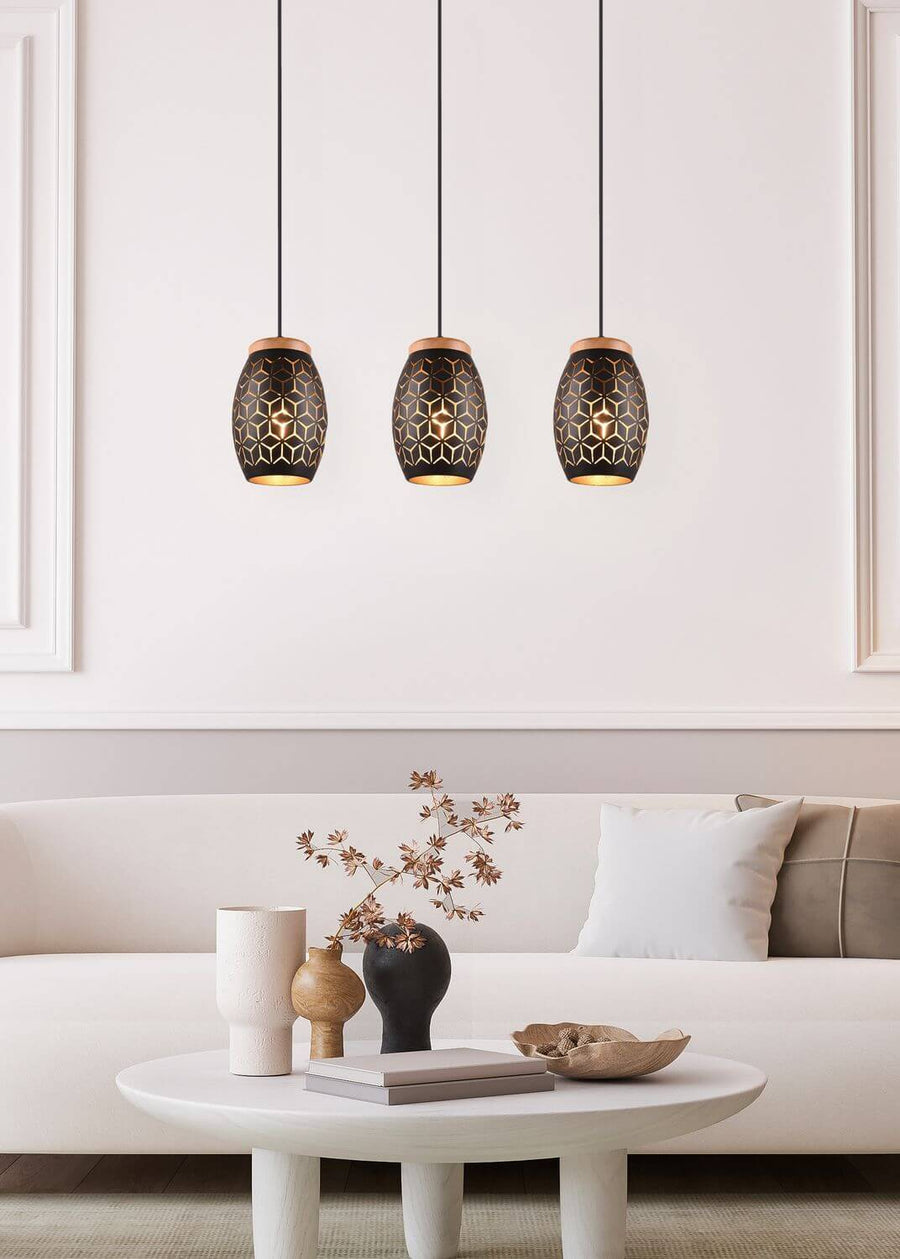 Suspension Bidar 3 lumières blanche mat