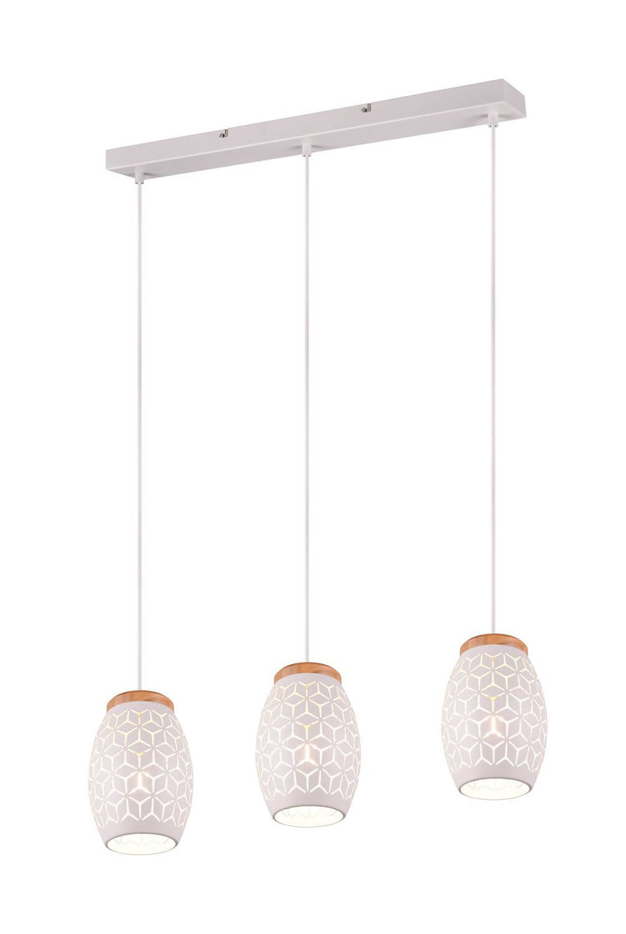 Suspension Bidar 3 lumières blanche mat