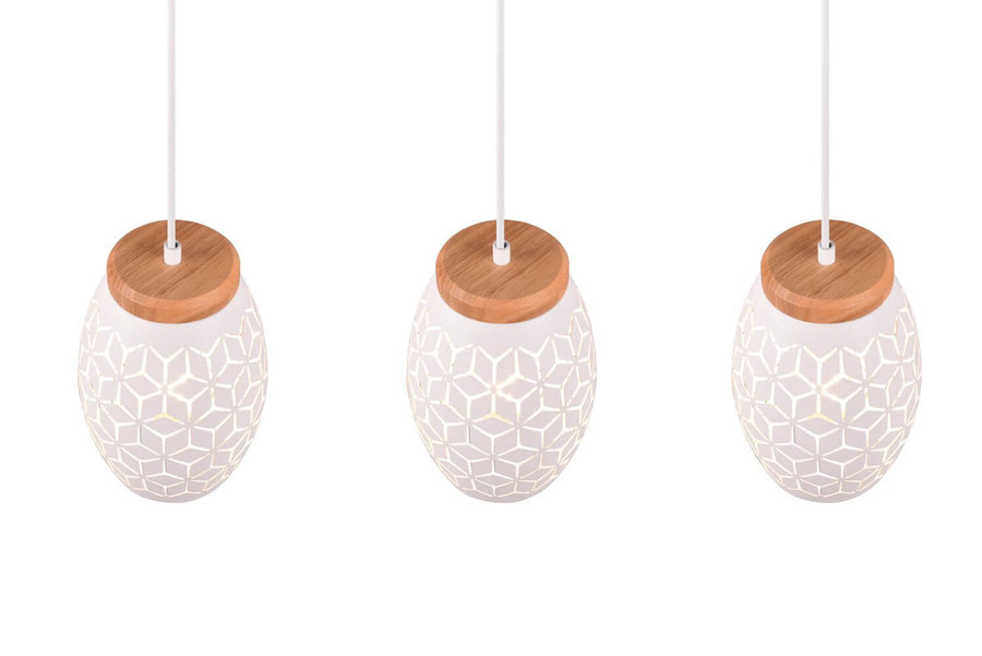 Suspension Bidar 3 lumières blanche mat
