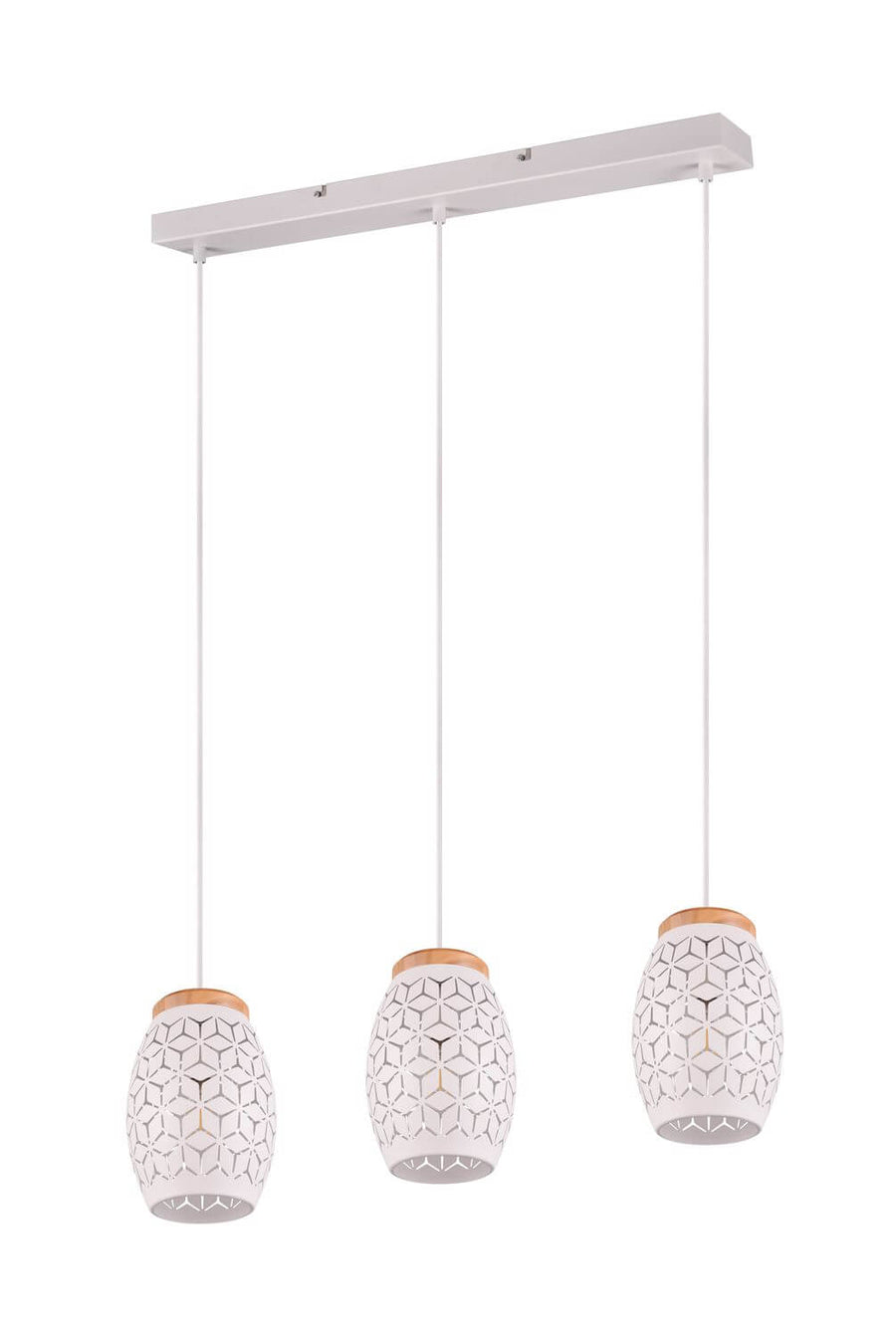 Suspension Bidar 3 lumières blanche mat