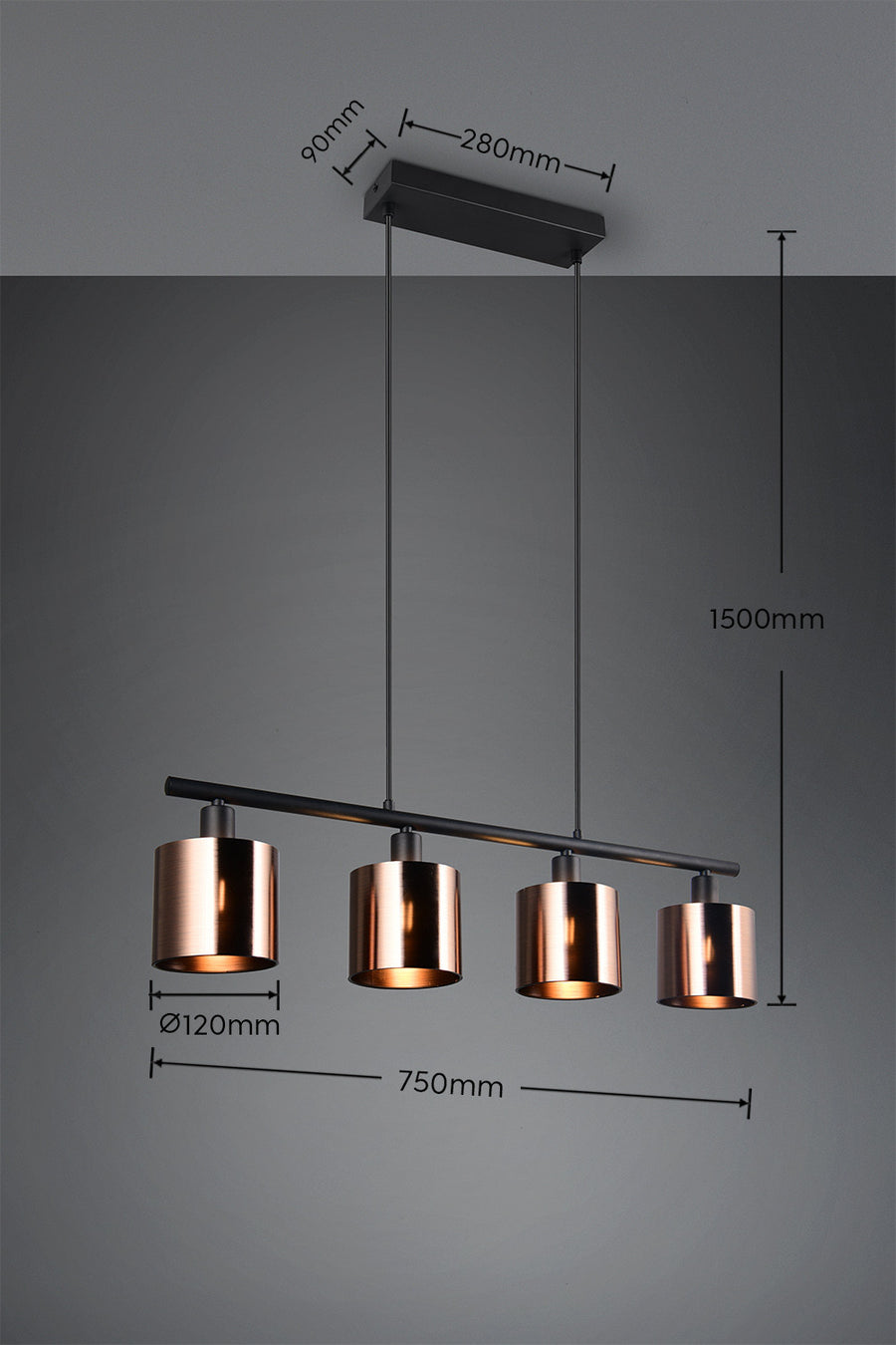 Suspension Jason 4 lumières bronze