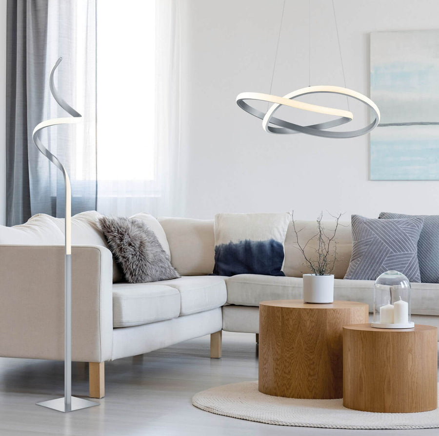 Lampadaire Course nickel satiné