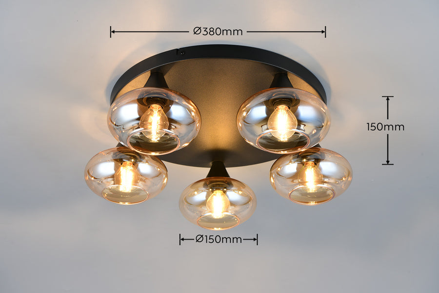 Schéma coté du plafonnier avec diamètre 380 mm et hauteur 150 mm