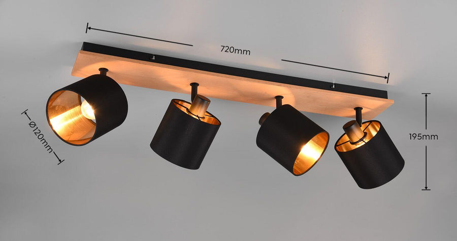 Schéma de dimensions : longueur 720 mm, hauteur 195 mm et diamètre 120 mm