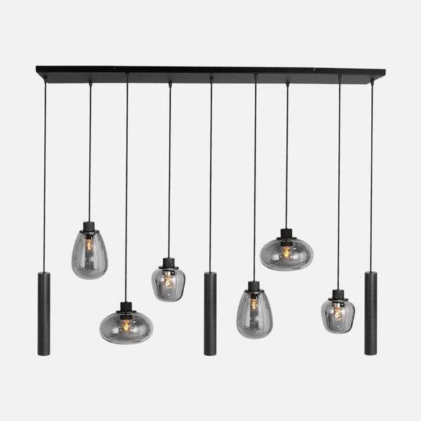 Lustre boule verre fumé noir, 9 lumières dimmable Ø 140 cm | Reflexion