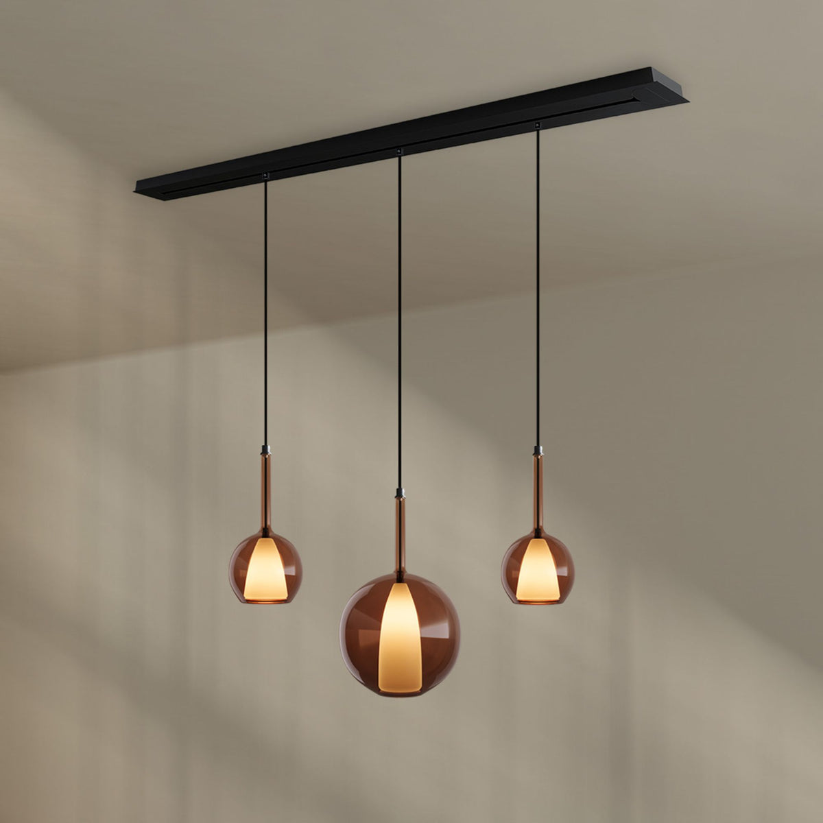 Suspension de table Belluna 3 lumières, longueur 160 cm