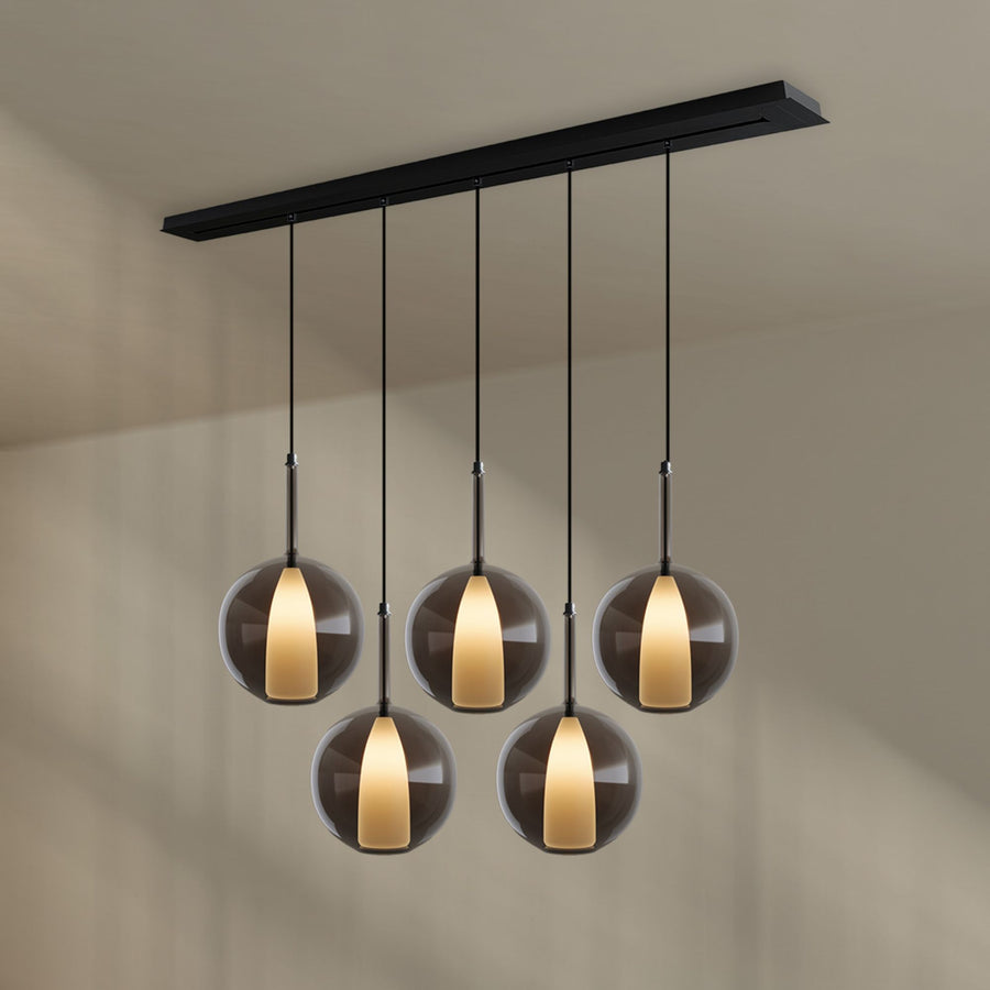 Suspension de table Belluna 5 lumières, longueur 160 cm