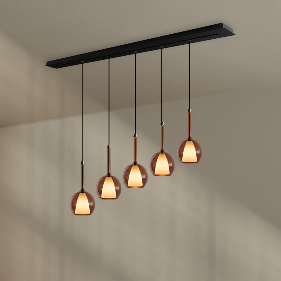 Suspension de table Belluna 5 lumières, longueur 160 cm