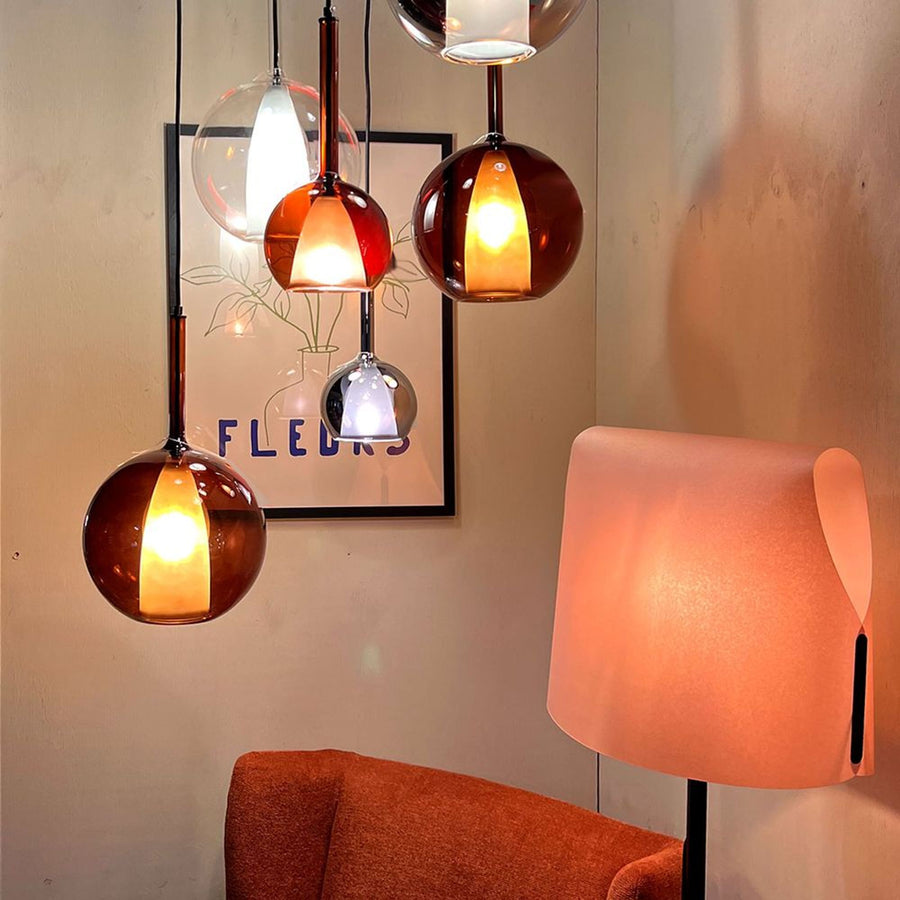 Suspension grande hauteur Belluna 3 lumières, rosace Ø 40 cm