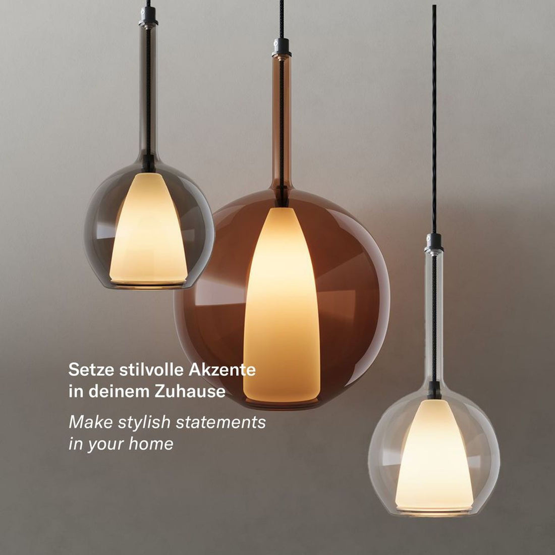Suspension grande hauteur Belluna 3 lumières, rosace Ø 40 cm