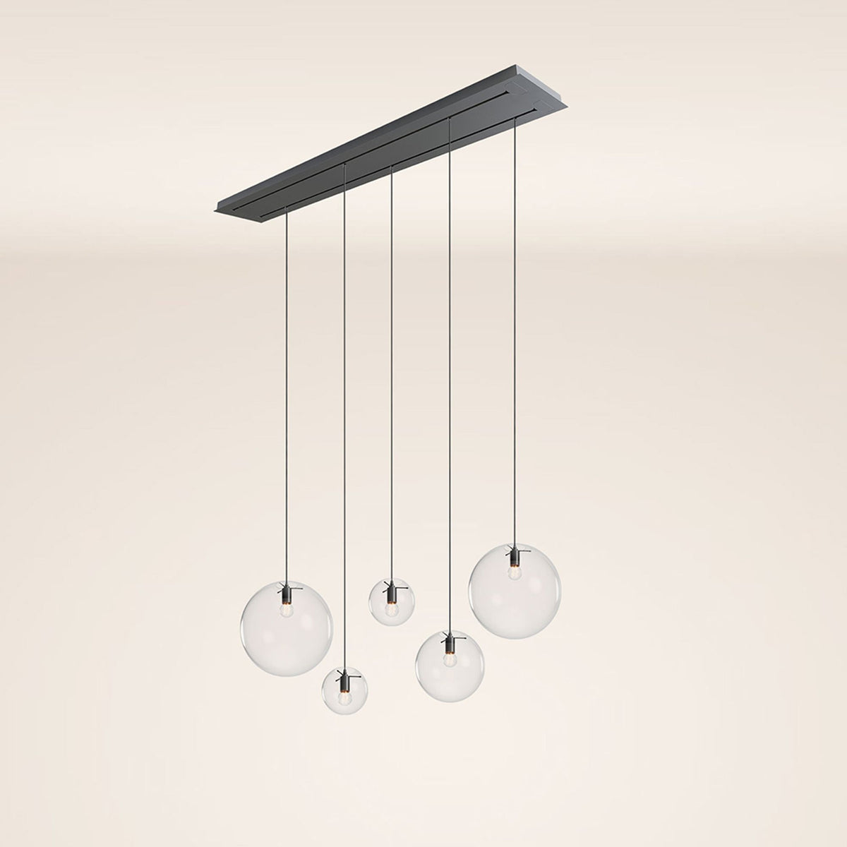 Suspension de table Orb 5 lumières sur 2 rangées, longueur 160 cm